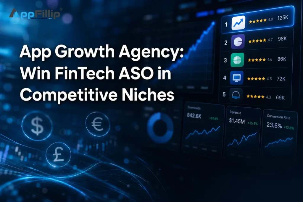 Fintech ASO dashboard cover for an app growth agency article