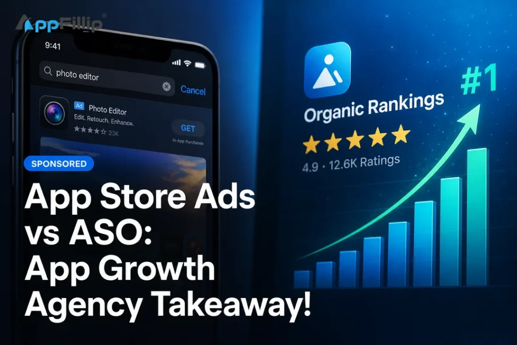 Featured image comparing paid and organic channels for an app growth agency